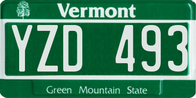 VT license plate YZD493