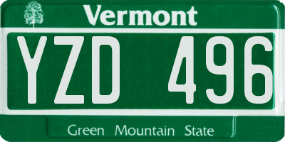 VT license plate YZD496