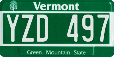VT license plate YZD497