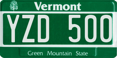VT license plate YZD500