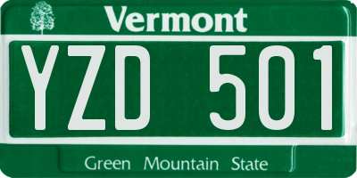 VT license plate YZD501