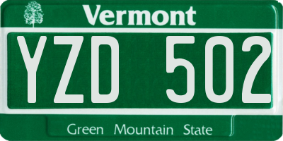 VT license plate YZD502