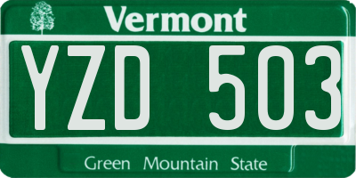 VT license plate YZD503