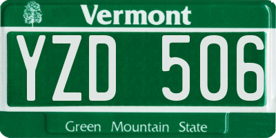 VT license plate YZD506