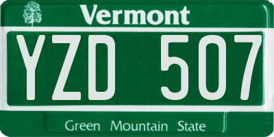VT license plate YZD507