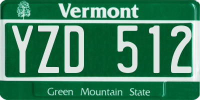 VT license plate YZD512