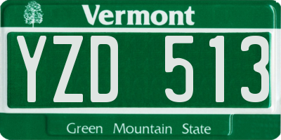 VT license plate YZD513