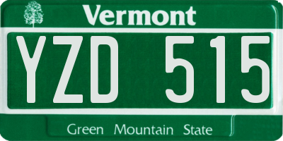 VT license plate YZD515