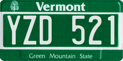VT license plate YZD521