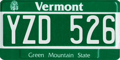 VT license plate YZD526