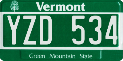 VT license plate YZD534