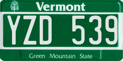 VT license plate YZD539