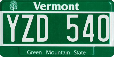 VT license plate YZD540
