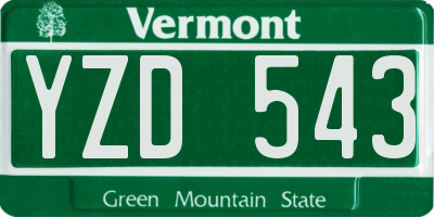 VT license plate YZD543
