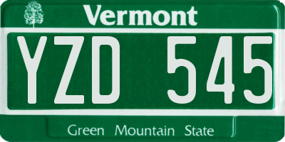 VT license plate YZD545