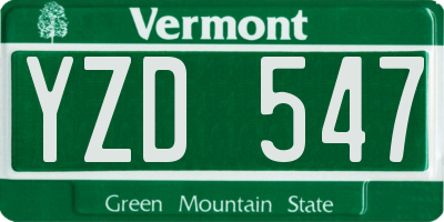 VT license plate YZD547