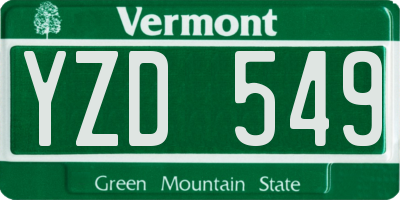 VT license plate YZD549