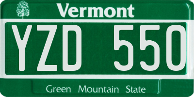 VT license plate YZD550