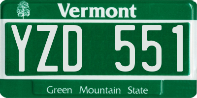 VT license plate YZD551