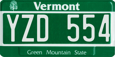 VT license plate YZD554