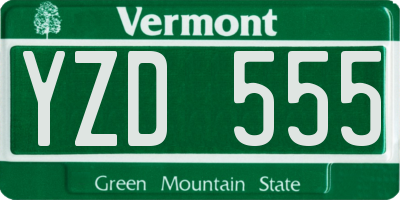 VT license plate YZD555