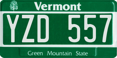 VT license plate YZD557