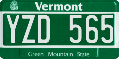 VT license plate YZD565
