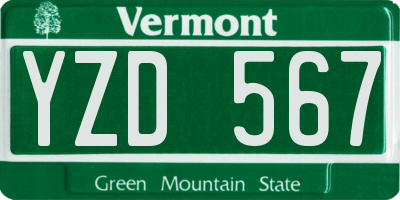 VT license plate YZD567