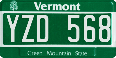 VT license plate YZD568