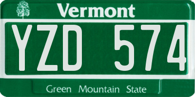 VT license plate YZD574