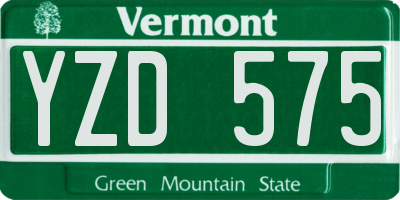 VT license plate YZD575