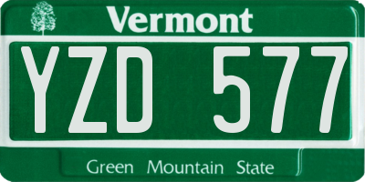 VT license plate YZD577
