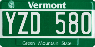 VT license plate YZD580