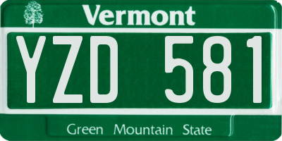 VT license plate YZD581
