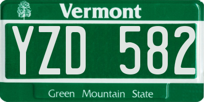 VT license plate YZD582