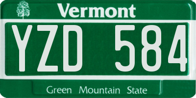 VT license plate YZD584