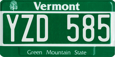 VT license plate YZD585