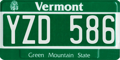 VT license plate YZD586