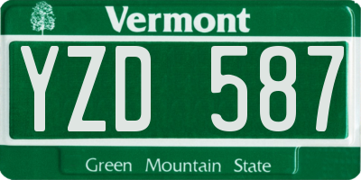 VT license plate YZD587