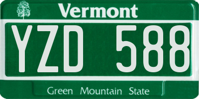 VT license plate YZD588
