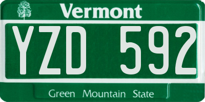 VT license plate YZD592