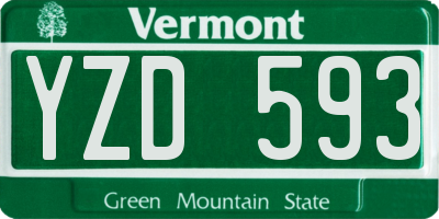 VT license plate YZD593