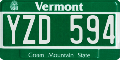 VT license plate YZD594