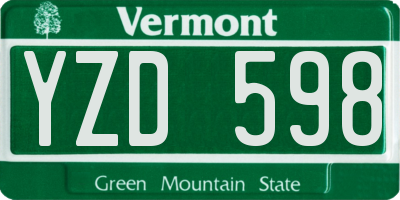 VT license plate YZD598