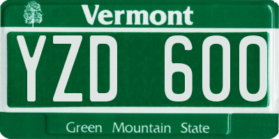 VT license plate YZD600