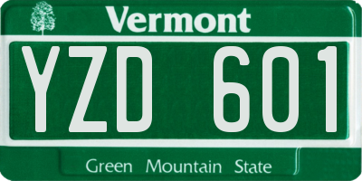 VT license plate YZD601