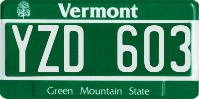 VT license plate YZD603