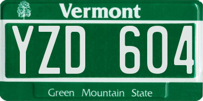 VT license plate YZD604