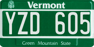 VT license plate YZD605