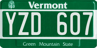 VT license plate YZD607